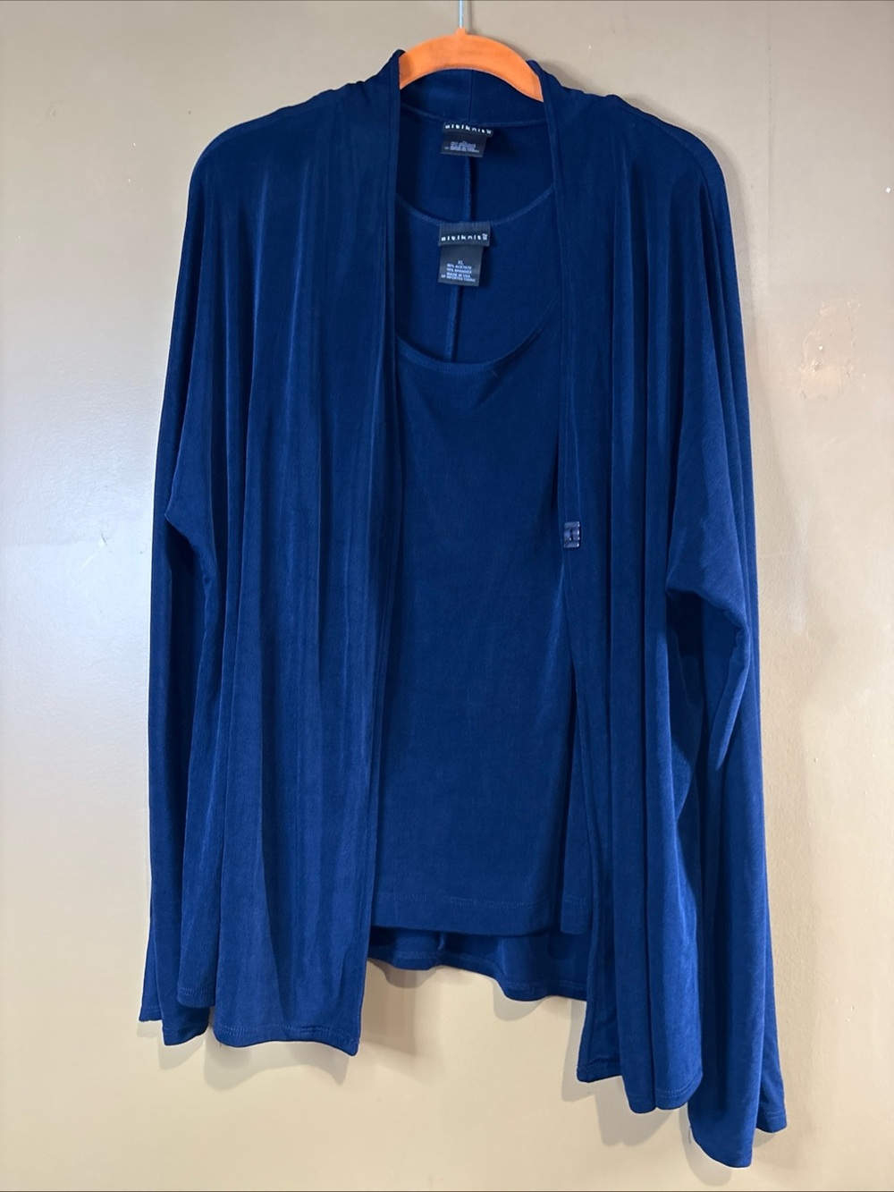 HC1018. Citiknits Royal Blue L/S cardigan with Blue tank top